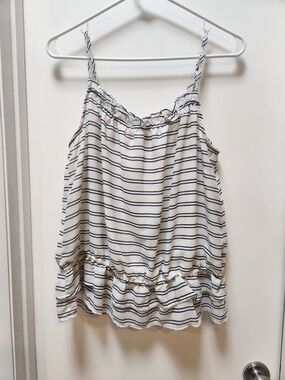 Banana Republic White and Navy Striped Spaghetti Strap Camisole